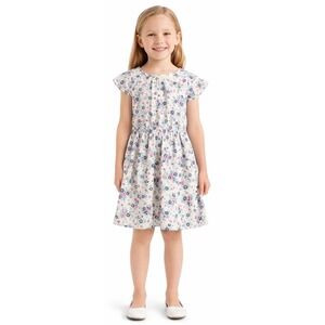 Carter's Girls Floral Dress Size 7 Pink Blue Bow Cap Sleeve Easter Party Kids